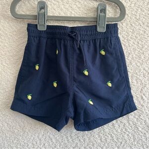 Janie And Jack Infant Navy Blue Embroidered Lemons Swim Trunks Size 12-18 Months